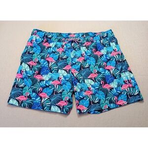 Member's Mark Men's Resort Swim Trunk Size XL Flamingo‎ Tropical Palm Leafs